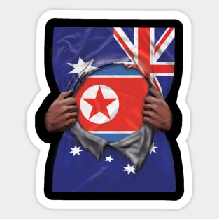 North Korea Flag Australian Flag Ripped - Gift for North Korean From North Korea Sticker